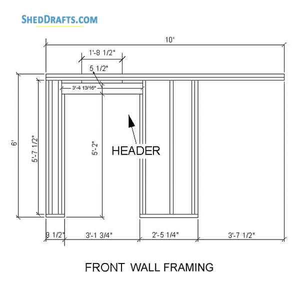 6x10 Gable Playhouse Shed Plans Blueprints 07 Front Wall Framing