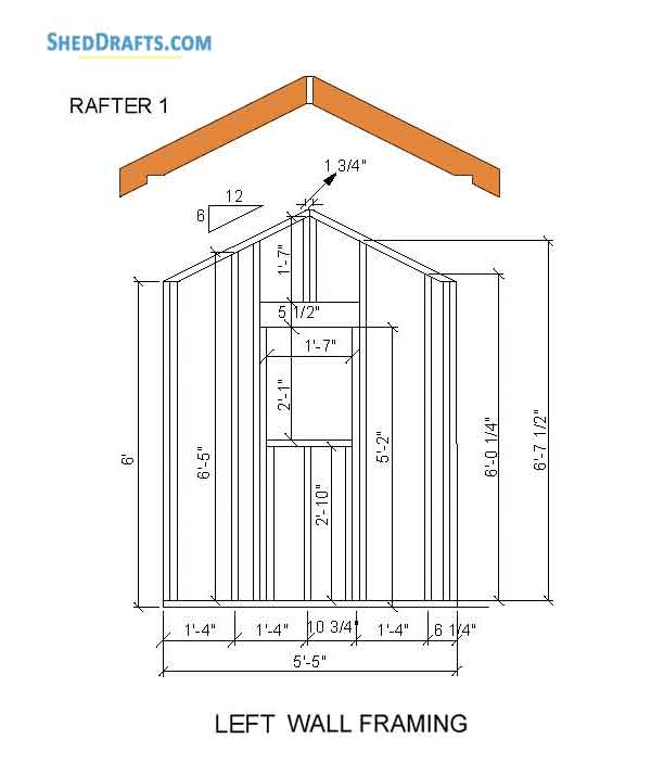 6x10 Gable Playhouse Shed Plans Blueprints 09 Left Wall Framing