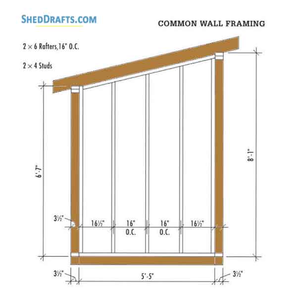 6x10 Lean To Firewood Storage Shed Plans Blueprints 07 Side Wall Framing