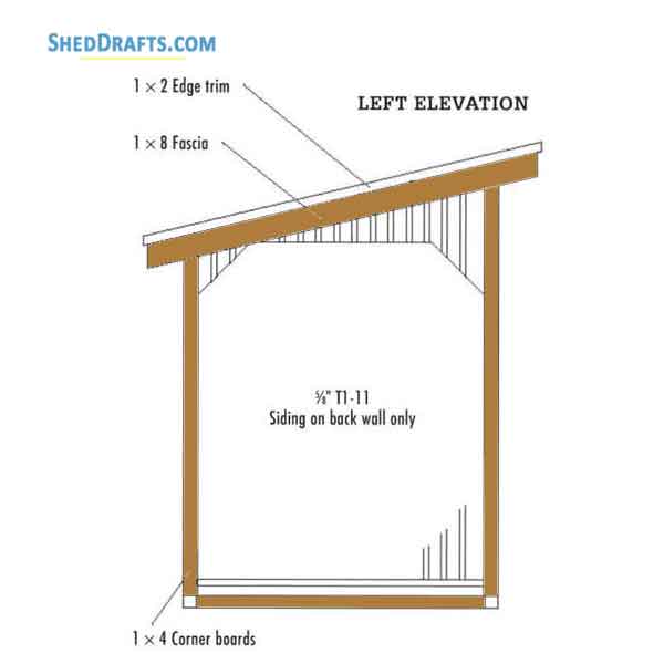 6x10 Lean To Firewood Storage Shed Plans Blueprints 14 Left Elevations