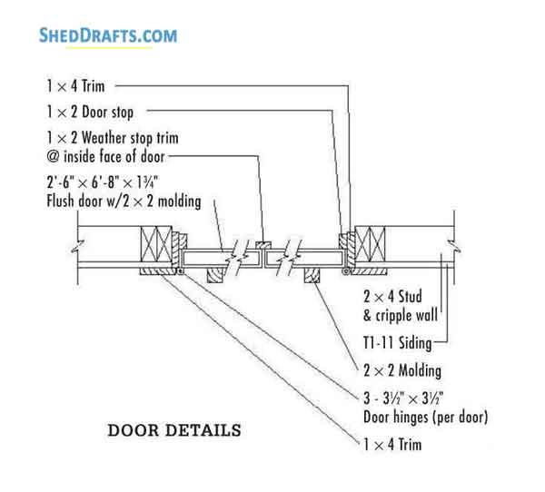 6x10 Lean To Firewood Storage Shed Plans Blueprints 17 Door Details