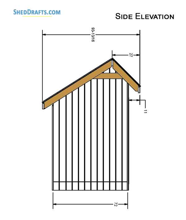 6x10 Saltbox Storage Shed Diy Plans Blueprints 03 Side Elevation