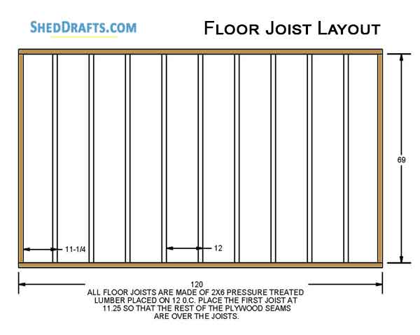 6x10 Saltbox Storage Shed Diy Plans Blueprints 07 Floor Joist Layout