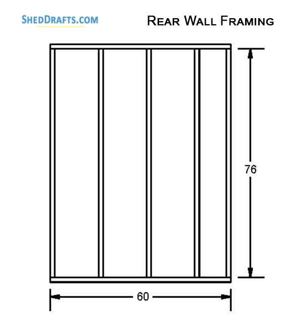 6x10 Saltbox Storage Shed Diy Plans Blueprints 10 Back Wall Framing