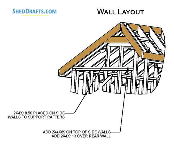 6x10 Saltbox Storage Shed Diy Plans Blueprints 11 Wall Framing Layout