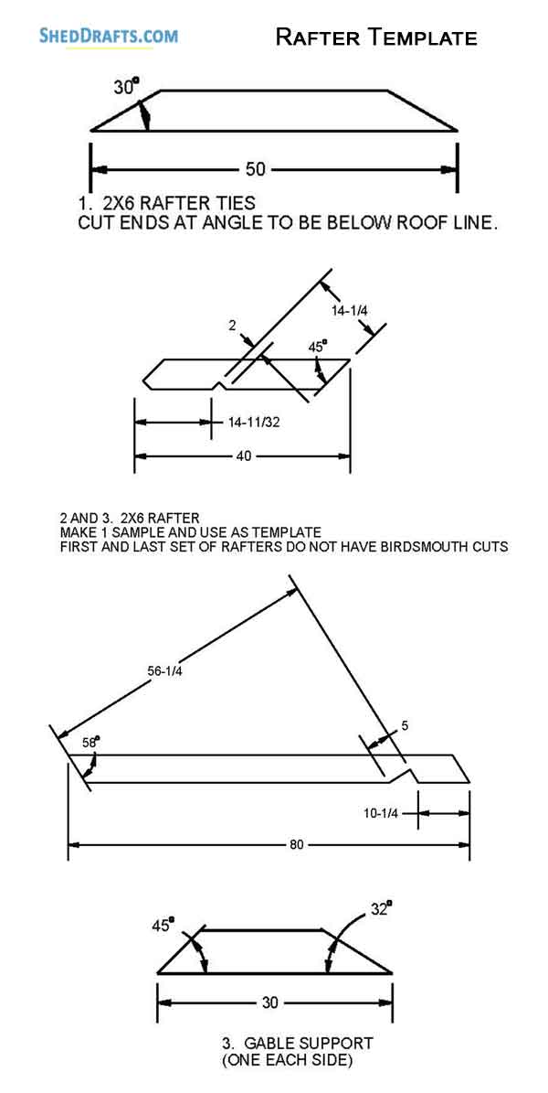 6x10 Saltbox Storage Shed Diy Plans Blueprints 13 Rafter Template