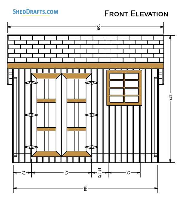 6x12 Saltbox Storage Shed Diy Plans Blueprints 02 Front Elevation