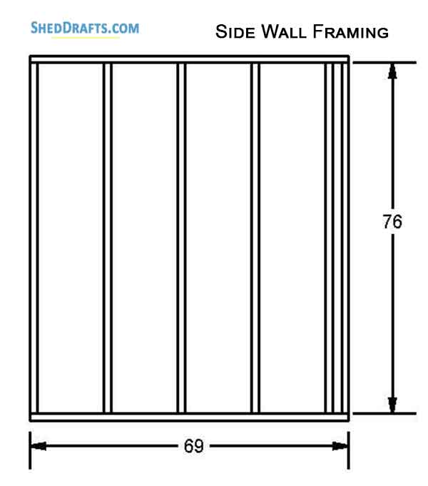 6x12 Saltbox Storage Shed Diy Plans Blueprints 09 Side Wall Framing