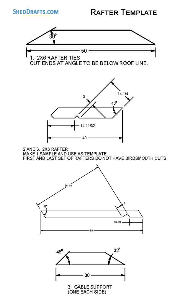 6x12 Saltbox Storage Shed Diy Plans Blueprints 13 Rafter Template