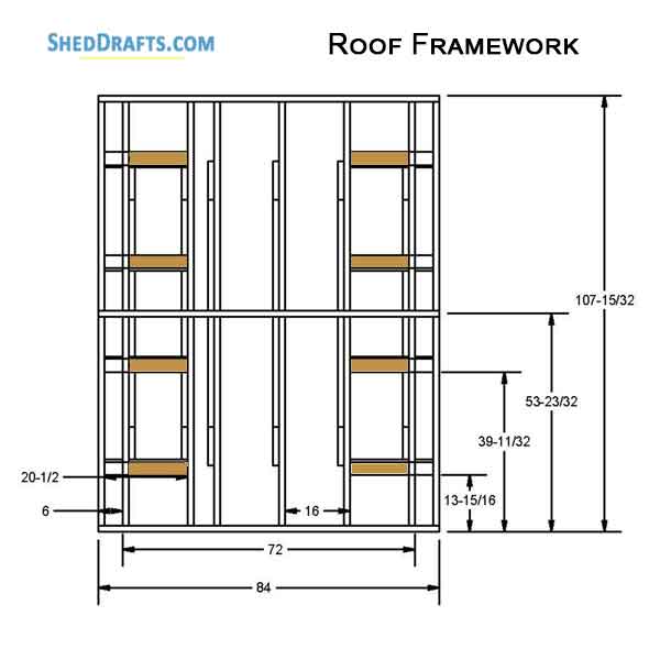 6x6 Gable Tool Storage Shed Plans Blueprints 12 Roof Framing Details