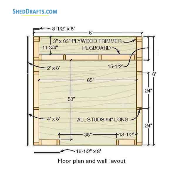 6x6 Hip Roof Shed Plans Blueprints 01 Floor Frame
