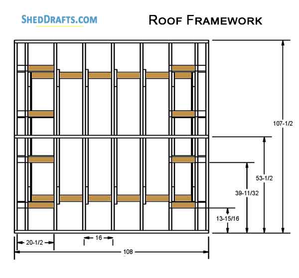 6x8 Gable Garden Potting Shed Plans Blueprints 12 Roof Framing Details