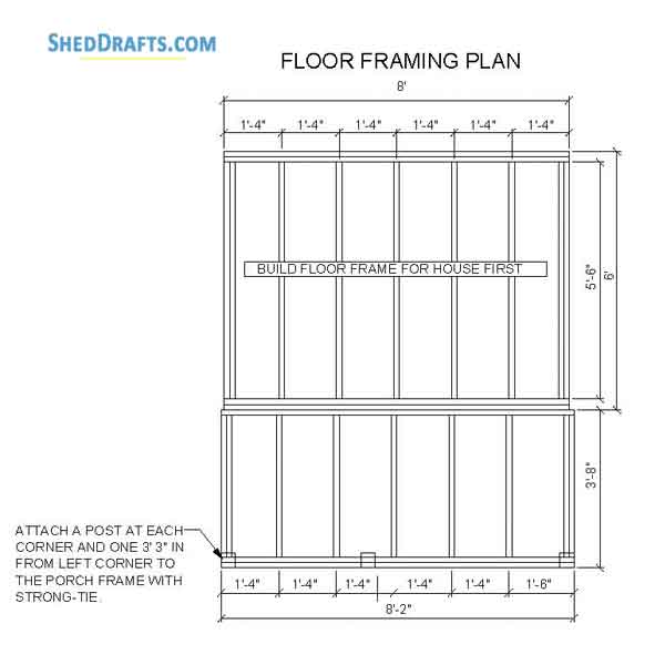 6x8 Gable Playhouse Shed Plans Blueprints 05 Floor Framing Plan