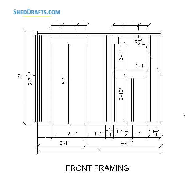 6x8 Gable Playhouse Shed Plans Blueprints 06 Front Wall Framing