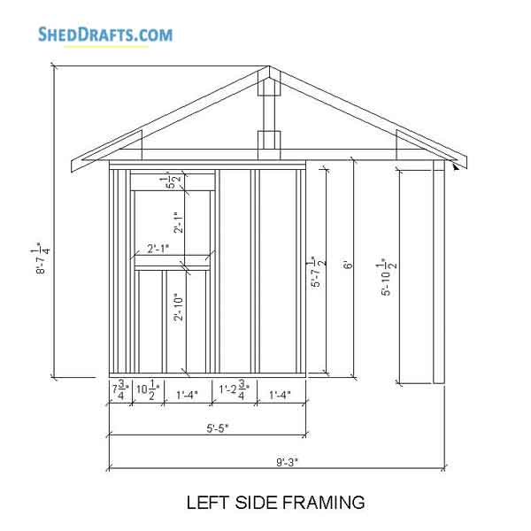 6x8 Gable Playhouse Shed Plans Blueprints 08 Left Wall Framing