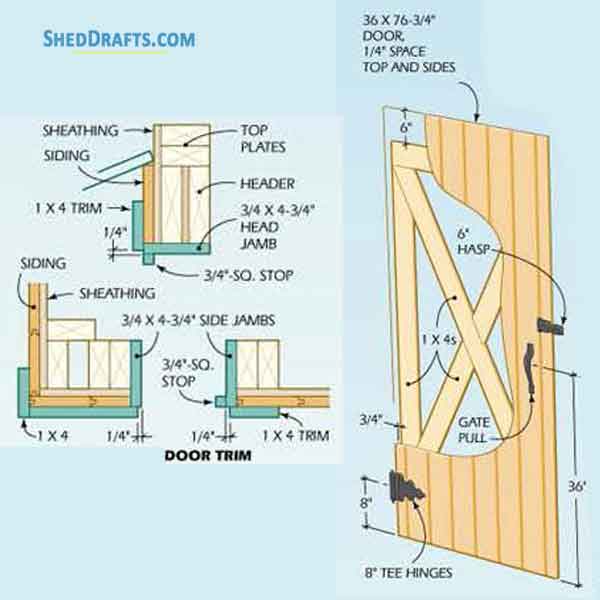 6x8 Gable Tool Shed Building Plans Blueprints 05 Door Trim