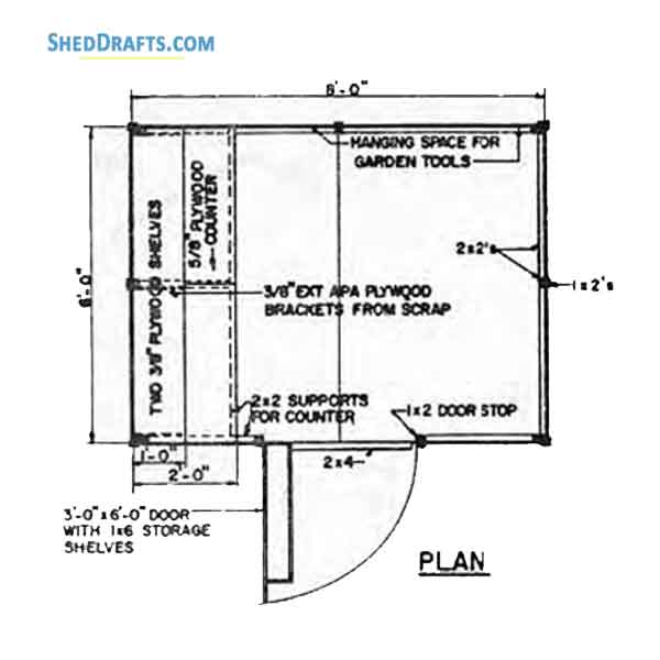 6x8 Gable Tool Storage Shed Plans Blueprints 01 Foundation Plan