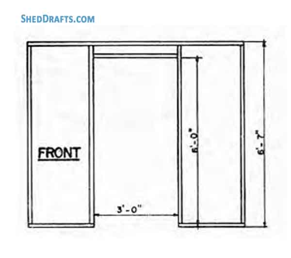 6x8 Gable Tool Storage Shed Plans Blueprints 03 Front Wall Framing