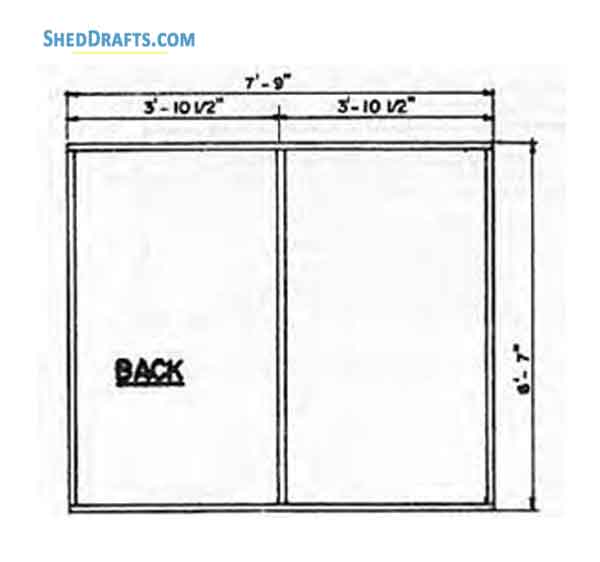 6x8 Gable Tool Storage Shed Plans Blueprints 04 Back Wall Framing