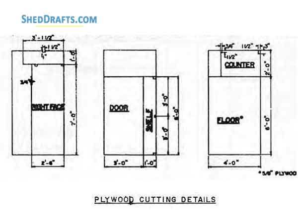 6x8 Gable Tool Storage Shed Plans Blueprints 12 Door Plywood Cutting