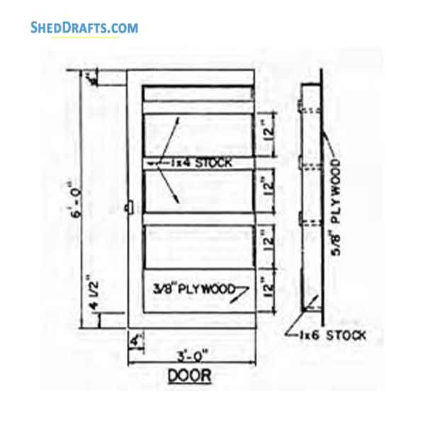 6x8 Gable Tool Storage Shed Plans Blueprints 15 Door Details
