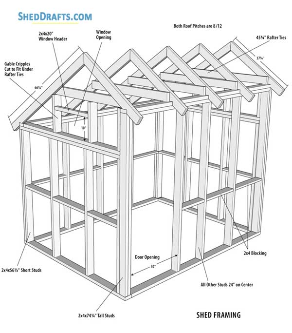 6x8 Saltbox Firewood Shed Plans Blueprints 01 Building Section