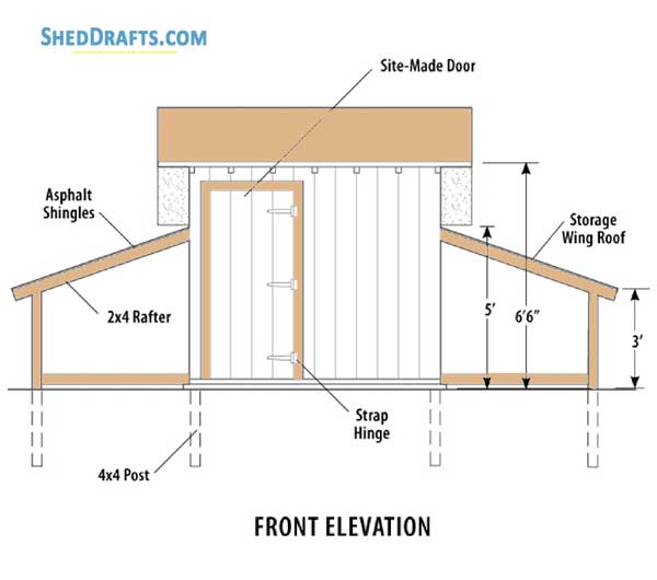 6x8 Saltbox Firewood Shed Plans Blueprints 03 Front Elevation