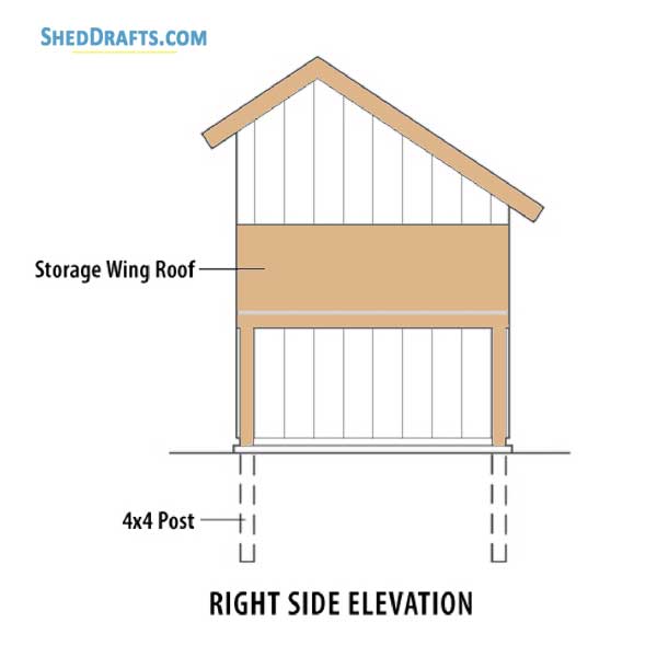 6x8 Saltbox Firewood Shed Plans Blueprints 05 Right Elevation