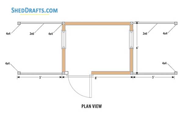 6x8 Saltbox Firewood Shed Plans Blueprints 09 Plan View