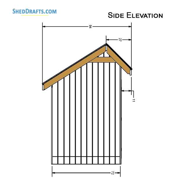 6x8 Saltbox Storage Shed Diy Plans Blueprints 03 Side Elevation