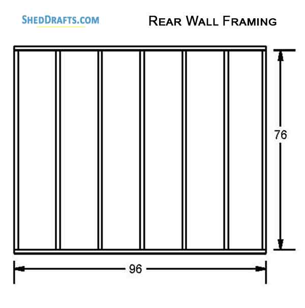 6x8 Saltbox Storage Shed Diy Plans Blueprints 10 Back Wall Framing