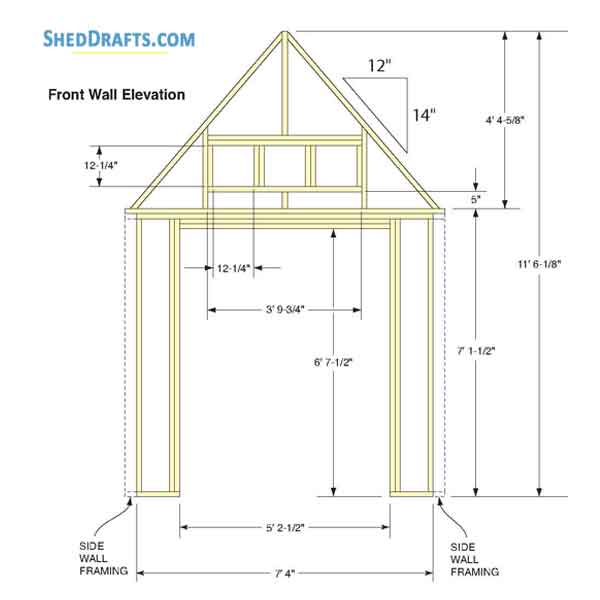 7x14 Diy Backyard Shed Plans Blueprints 03 Front Wall Framing