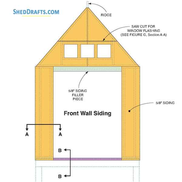 7x14 Diy Backyard Shed Plans Blueprints 06 Front Wall Siding