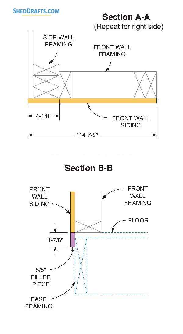 7x14 Diy Backyard Shed Plans Blueprints 07 Front Wall Details