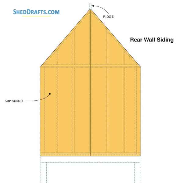 7x14 Diy Backyard Shed Plans Blueprints 08 Rear Wall Siding