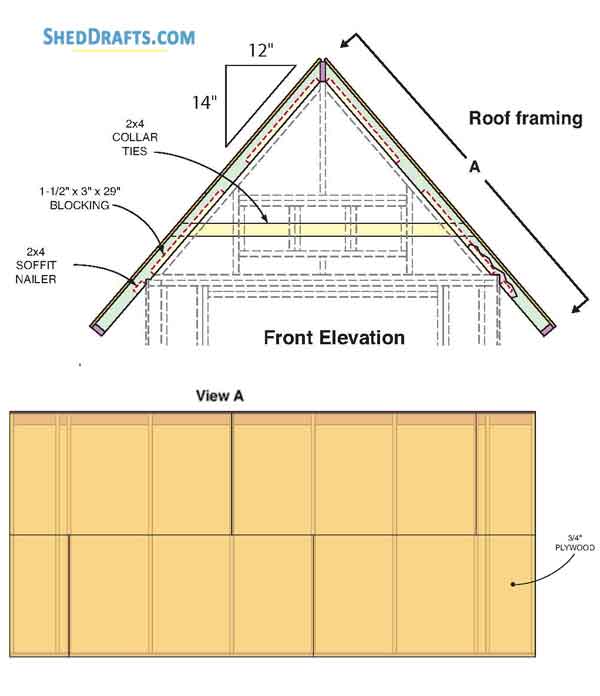 7x14 Diy Backyard Shed Plans Blueprints 12 Roof Framing