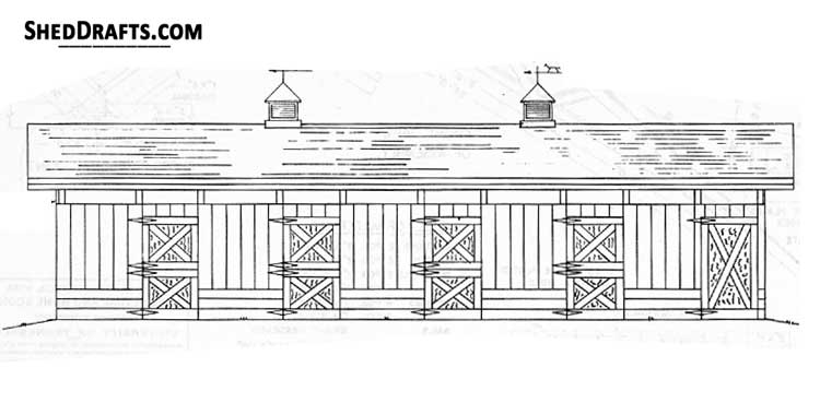 8 Stall Horse Barn Plans Blueprints 00 Draft Design