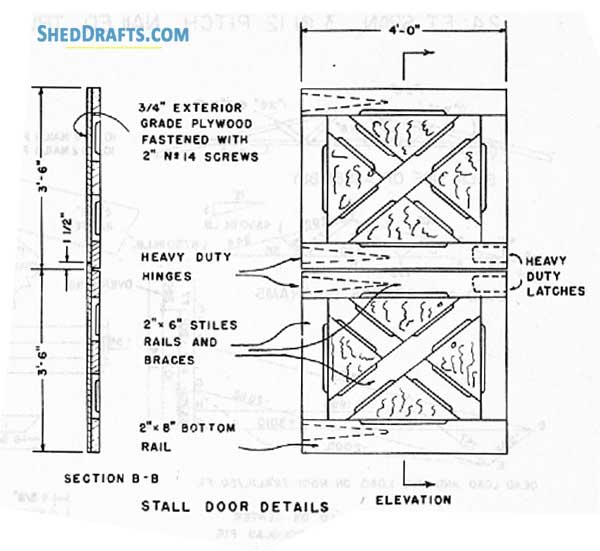 8 Stall Horse Barn Plans Blueprints 04 Stall Door Details