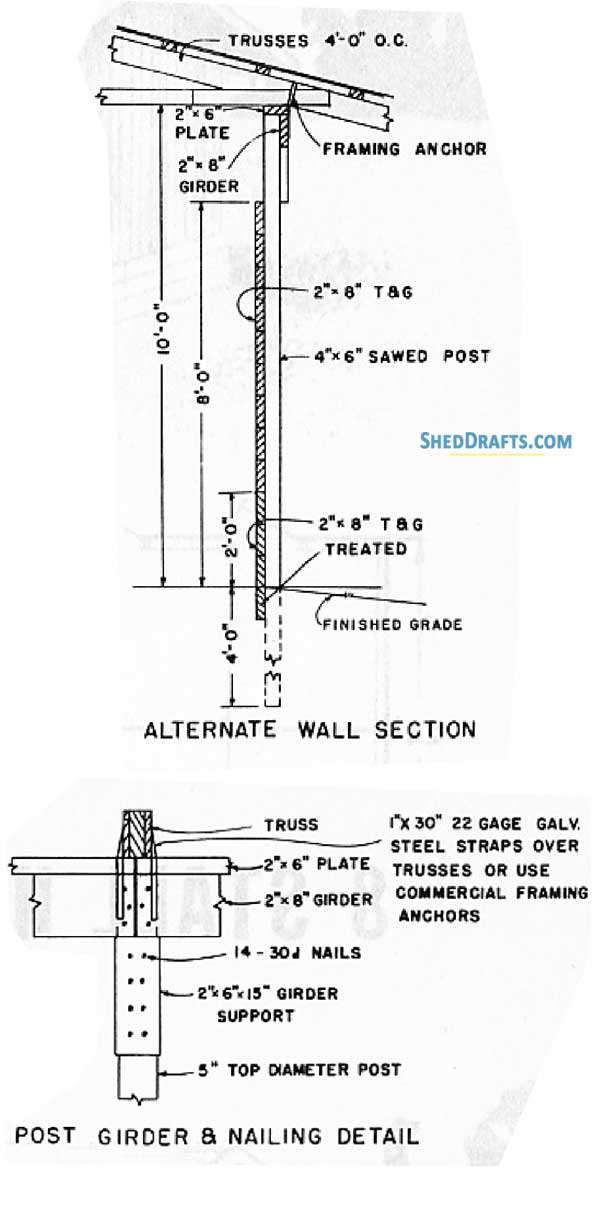 8 Stall Horse Barn Plans Blueprints 06 Wall Section