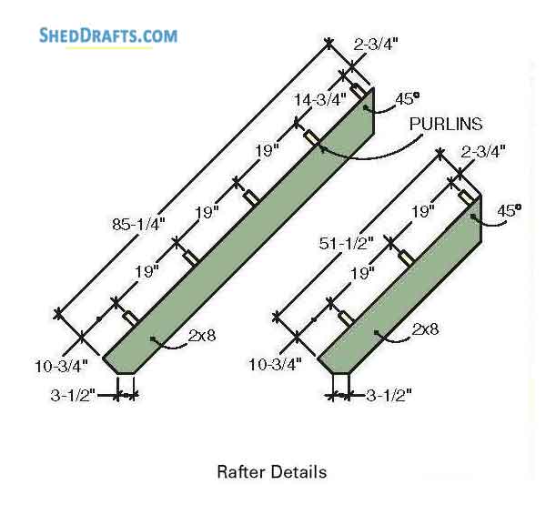 8x10 Gable Backyard Shed Plans Blueprints 05 Rafter Template