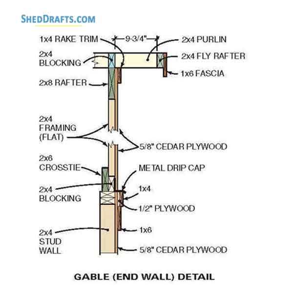 8x10 Gable Backyard Shed Plans Blueprints 06 Gable Eave Details