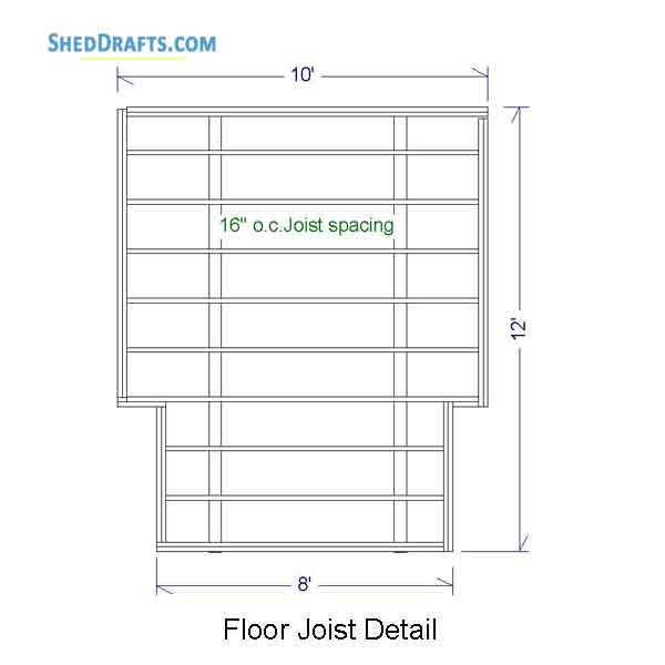 8x10 Gable Garden Shed Plans Blueprints 04 Floor Joist Details