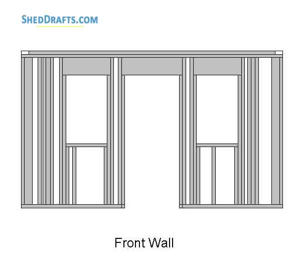 8x10 Gable Garden Shed Plans Blueprints 05 Front Wall Framing