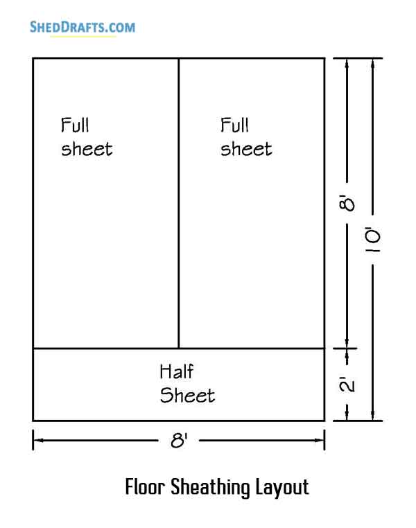 8x10 Gable Playhouse Shed Plans Blueprints 03 Floor Sheathing Layout