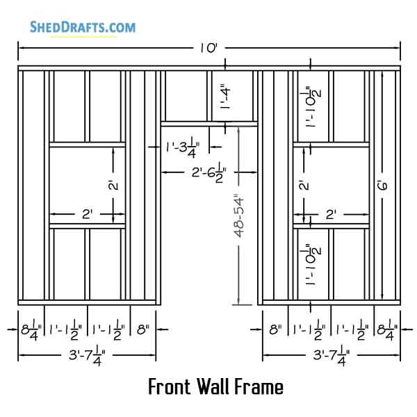 8x10 Gable Playhouse Shed Plans Blueprints 04 Front Wall Framing