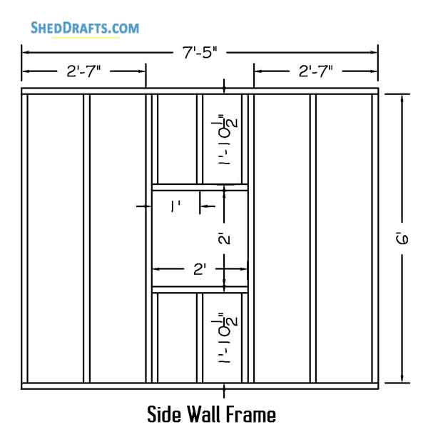 8x10 Gable Playhouse Shed Plans Blueprints 05 Side Wall Framing