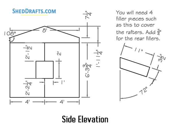 8x10 Gable Playhouse Shed Plans Blueprints 12 Side Elevation