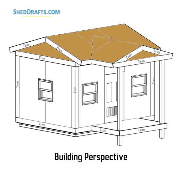 8x10 Gable Playhouse Shed Plans Blueprints 19 Perspective