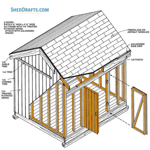 8×10 Gable Storage Shed Plans