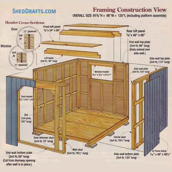 8x10 Gable Tool Storage Shed Plans Blueprints 03 Building Section